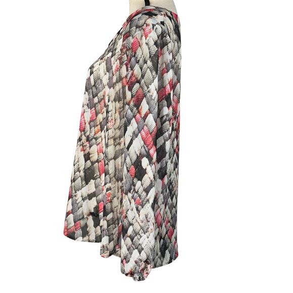 Liz Claiborne Large Top Abstract Long Balloon Sleeves Semi-Sheer Lightweight - Picture 6 of 9